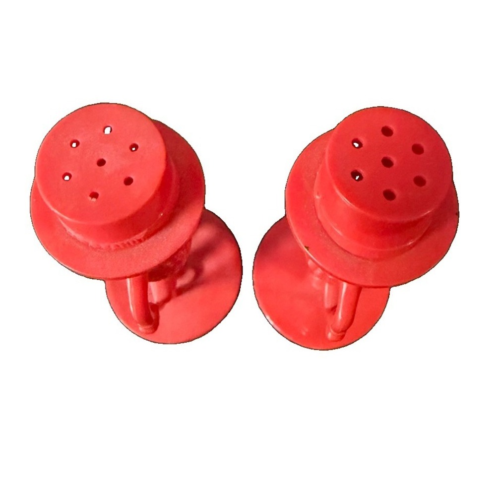 Vintage Planters Mr Peanut Salt Pepper Shakers Red Plastic Figural S&P Pair - Picture 5 of 7